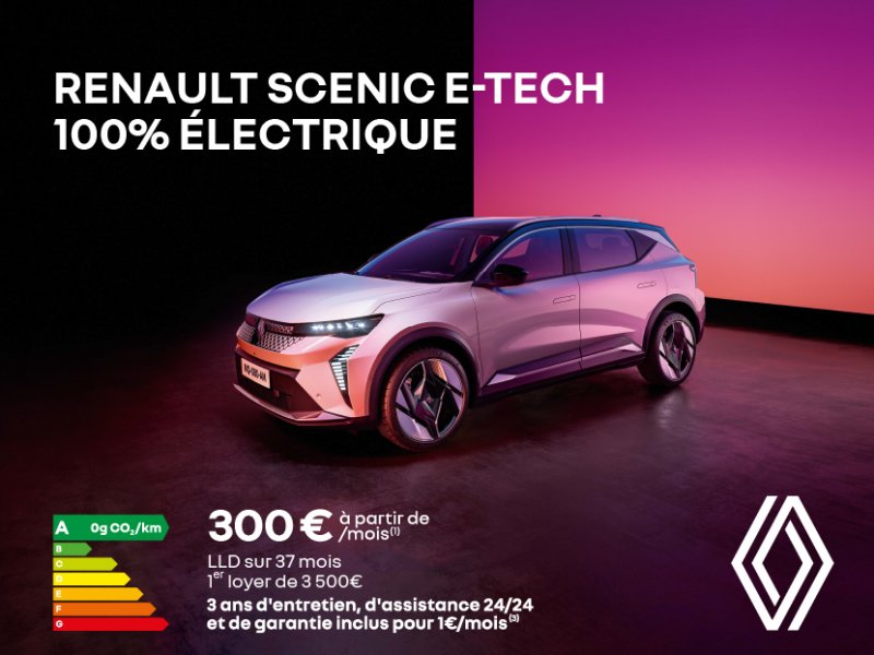 Renault Scenic E-Tech 100% électrique à partir de 300€/mois