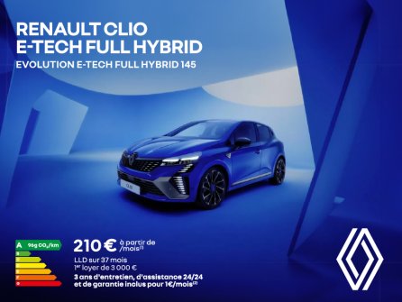 Renault Clio E-Tech full hybrid à partir de 210€/mois